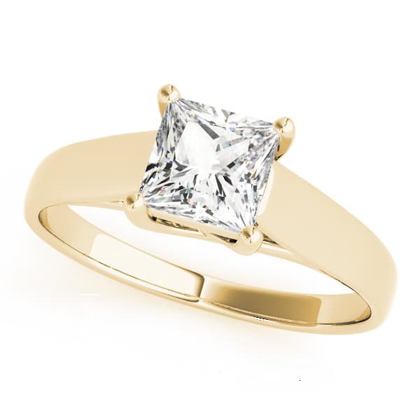 Trellis Princess Cut Solitaire Engagement Ring, style 83765, Front view in yellow gold