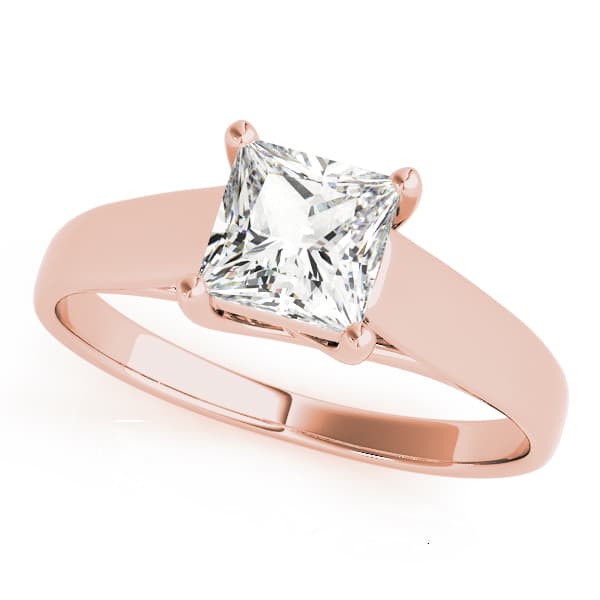 Trellis Princess Cut Solitaire Engagement Ring, style 83765, Front view in rose gold
