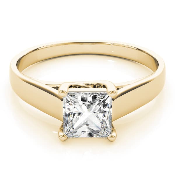 Trellis Princess Cut Solitaire Engagement Ring, style 83765, On hand view in yellow gold