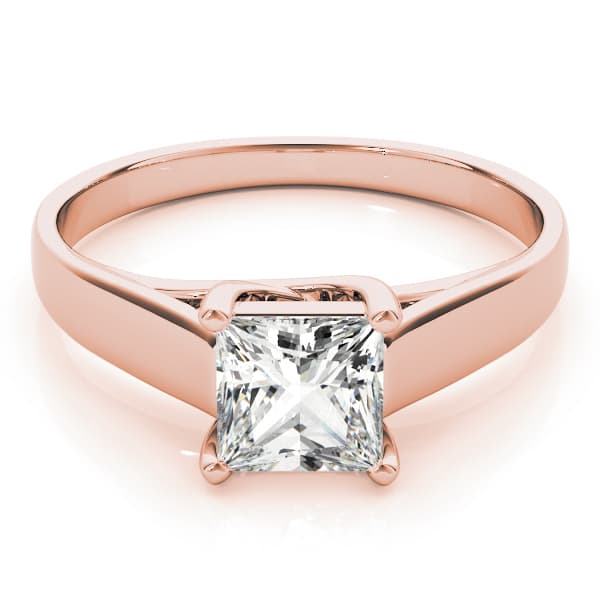 Trellis Princess Cut Solitaire Engagement Ring, style 83765, On hand view in rose gold