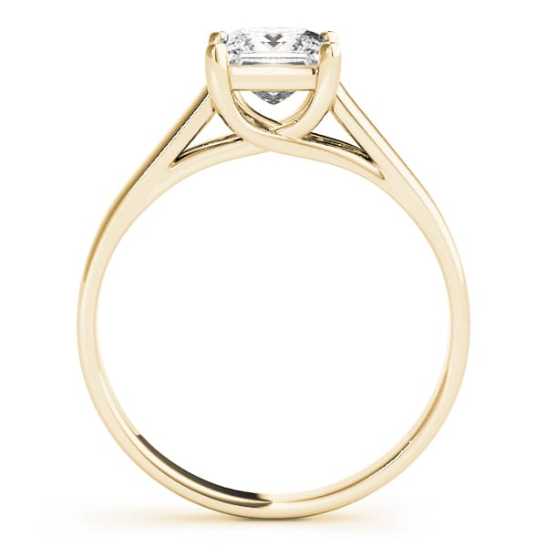 Trellis Princess Cut Solitaire Engagement Ring, style 83765, Side view in yellow gold