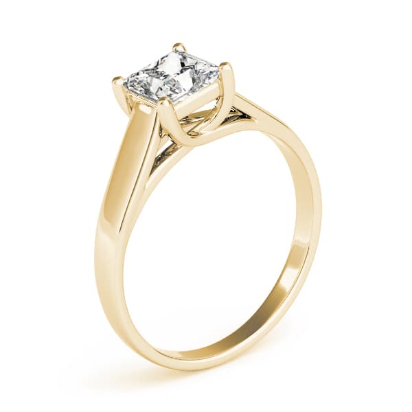 Trellis Princess Cut Solitaire Engagement Ring, style 83765, Top view in yellow gold