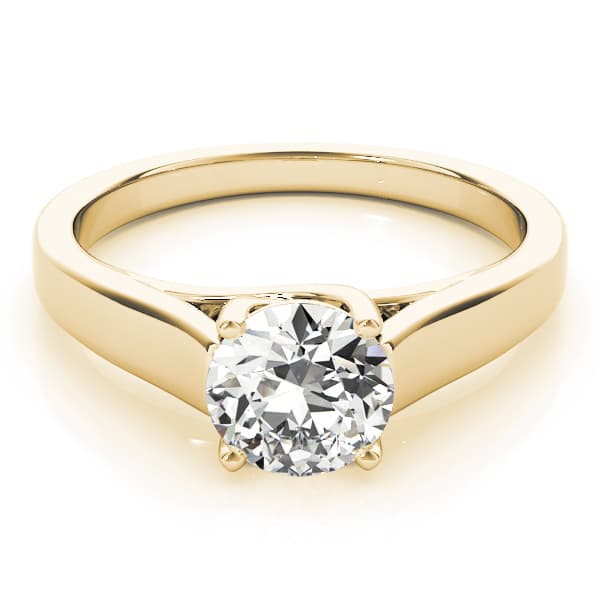 Solitaire Trellis Engagement Ring, style 83766, On hand view in yellow gold