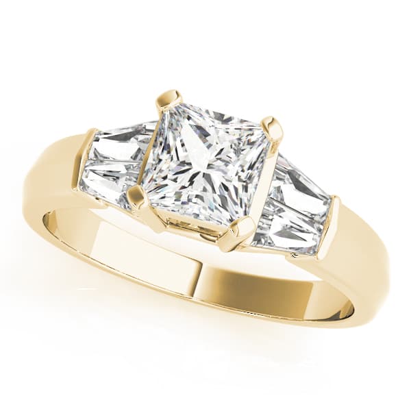 Fancy Shape Bague Engagement Ring, style 83768, Front view in yellow gold