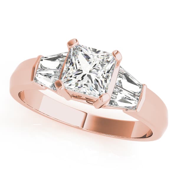 Fancy Shape Bague Engagement Ring, style 83768, Front view in rose gold