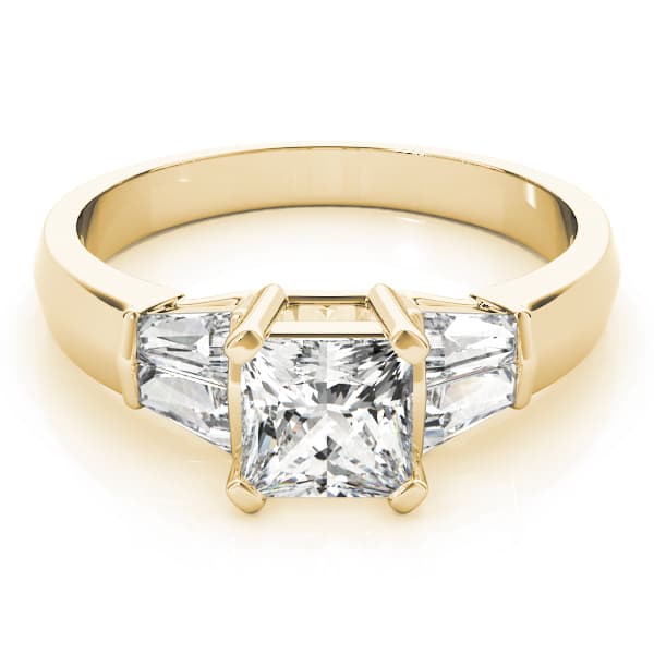Fancy Shape Bague Engagement Ring, style 83768, On hand view in yellow gold