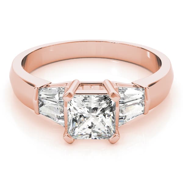 Fancy Shape Bague Engagement Ring, style 83768, On hand view in rose gold