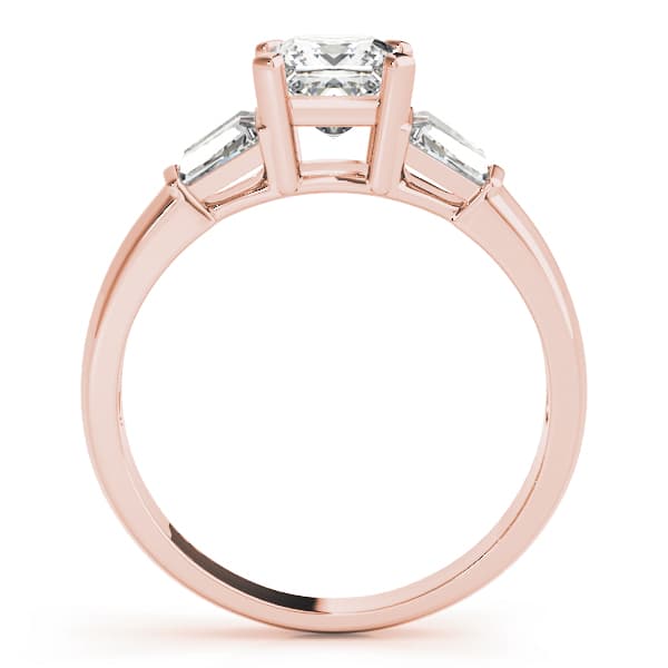 Fancy Shape Bague Engagement Ring, style 83768, Side view in rose gold