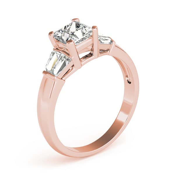 Fancy Shape Bague Engagement Ring, style 83768, Top view in rose gold