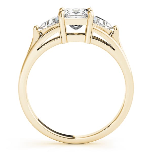 3 Stone Princess Engagement Ring, style 83770, Side view in yellow gold