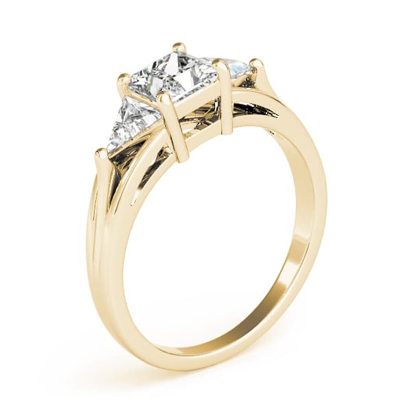 3 Stone Princess Engagement Ring, style 83770, Top view in yellow gold