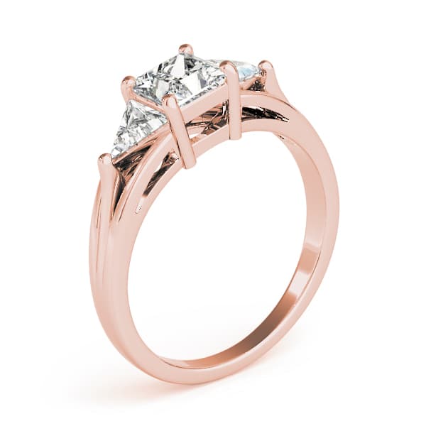 3 Stone Princess Engagement Ring, style 83770, Top view in rose gold