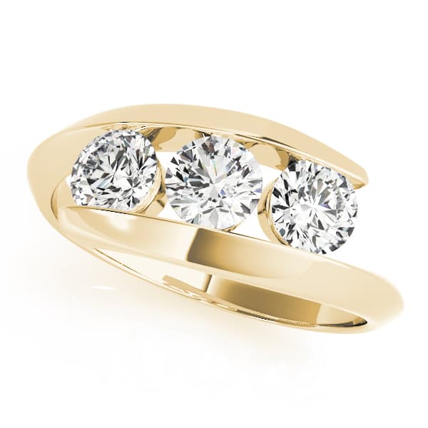 3-Stone Bypass Engagement Ring, style 83773, Front view in yellow gold