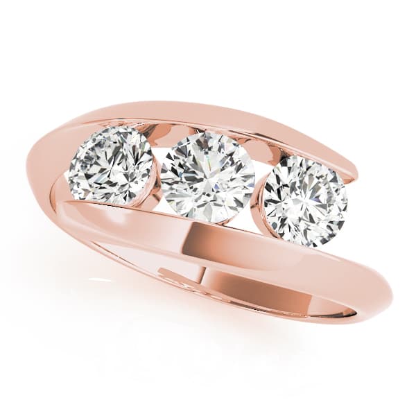 3-Stone Bypass Engagement Ring, style 83773, Front view in rose gold