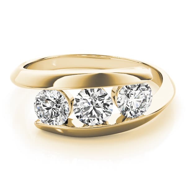3-Stone Bypass Engagement Ring, style 83773, On hand view in yellow gold