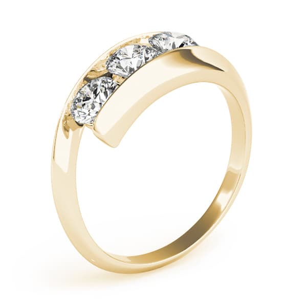 3-Stone Bypass Engagement Ring, style 83773, Top view in yellow gold