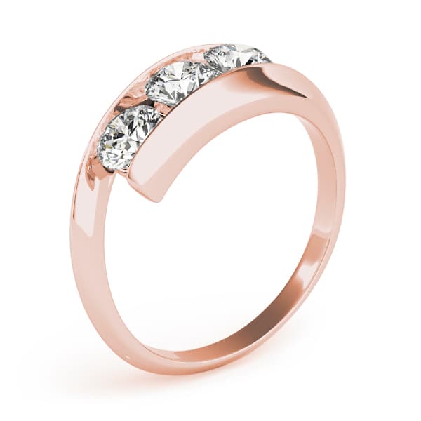 3-Stone Bypass Engagement Ring, style 83773, Top view in rose gold