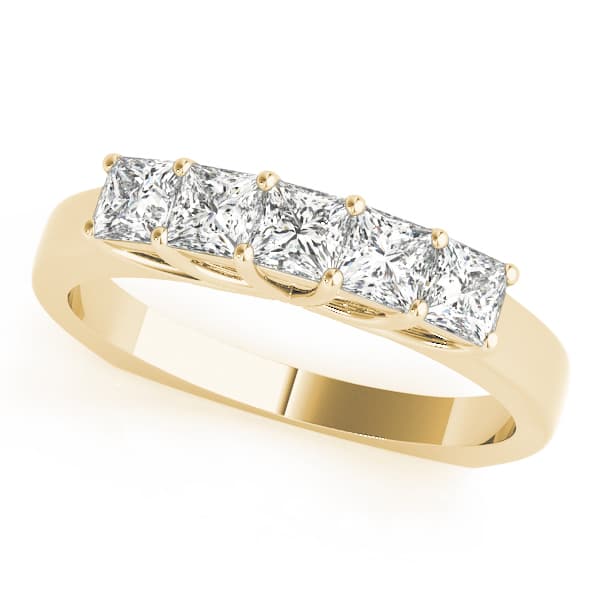 Fancy Shape Princess Wedding Band (0.8 ct. tw.), Front view in yellow gold