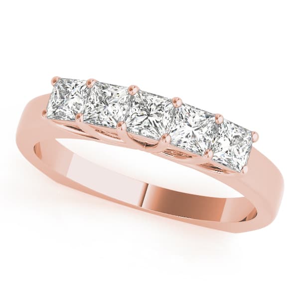 Fancy Shape Princess Wedding Band (0.8 ct. tw.), Front view in rose gold