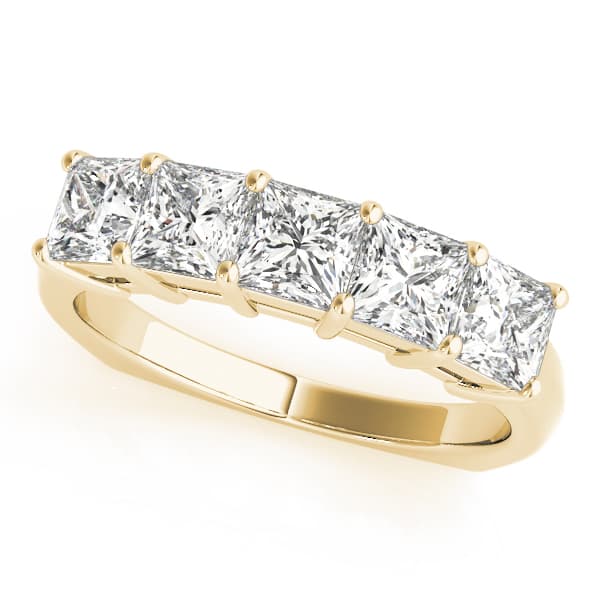 Fancy Shape Princess Wedding Band (2.05 ct. tw.), Front view in yellow gold