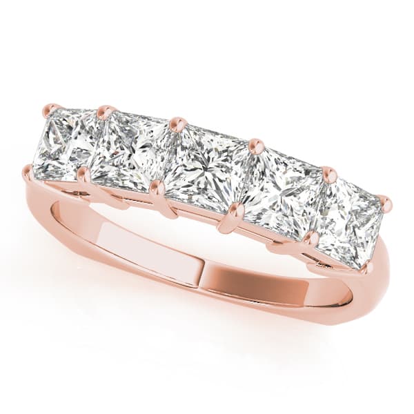 Fancy Shape Princess Wedding Band (2.05 ct. tw.), Front view in rose gold