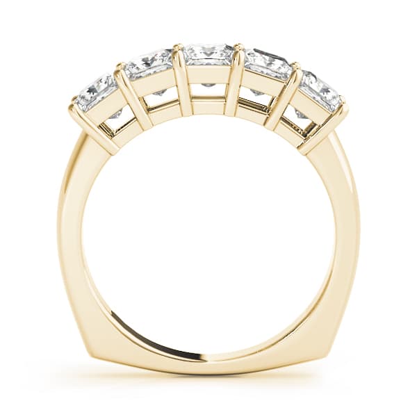 Fancy Shape Princess Wedding Band (2.05 ct. tw.), Side view in yellow gold
