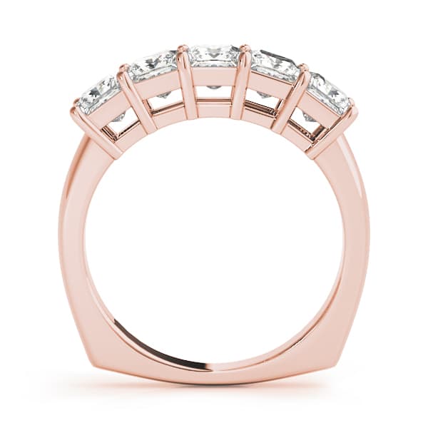 Fancy Shape Princess Wedding Band (2.05 ct. tw.), Side view in rose gold