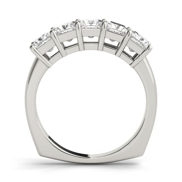 Fancy Shape Princess Wedding Band (2.05 ct. tw.), Side view in white gold or platinum