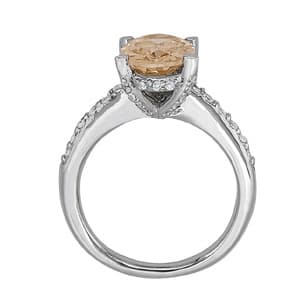 Oval Gemstone Ring (1/3 ct. tw.), Side view in white gold or platinum