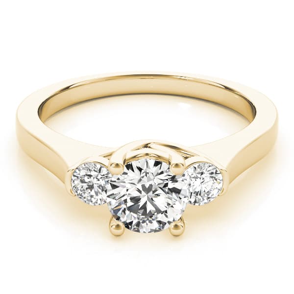 3-Stone Round Trellis Engagement Ring, style 83785, On hand view in yellow gold
