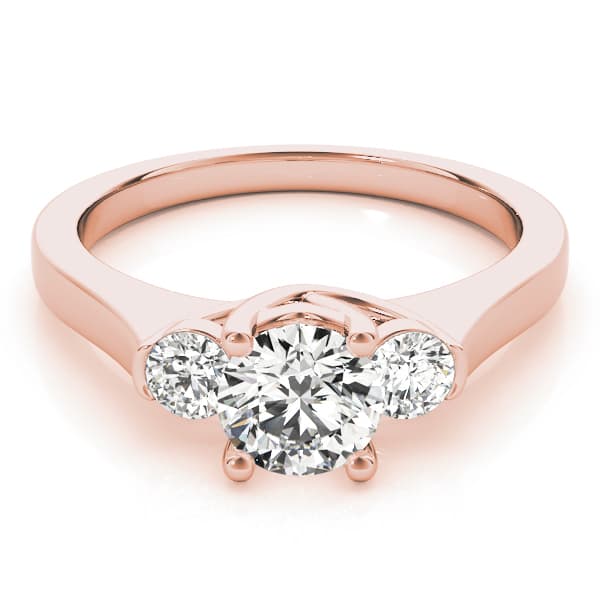 3-Stone Round Trellis Engagement Ring, style 83785, On hand view in rose gold