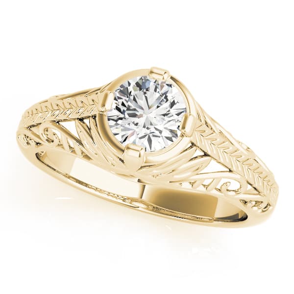 Antique Engagement Ring, style 83787, Front view in yellow gold
