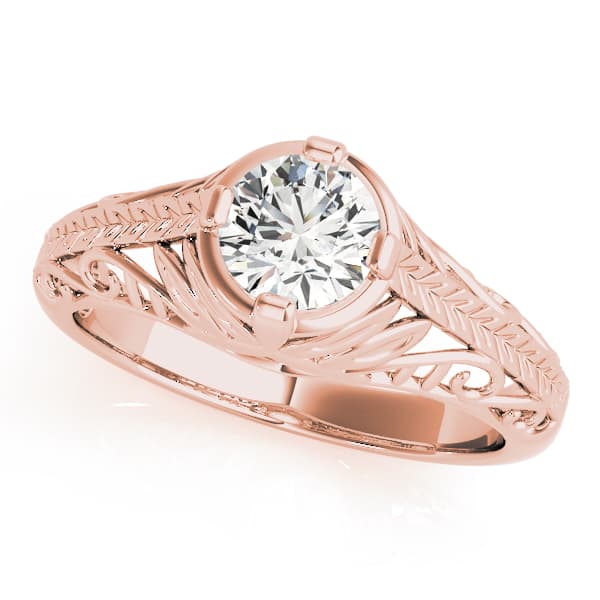 Antique Engagement Ring, style 83787, Front view in rose gold