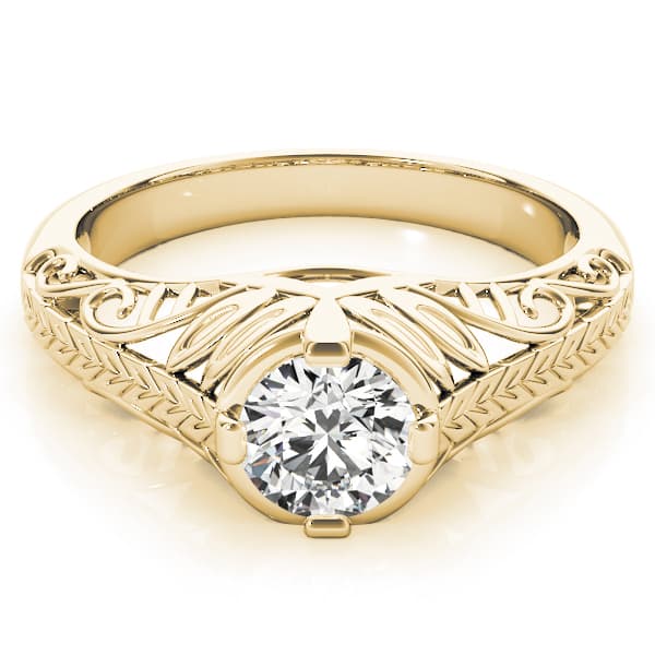 Antique Engagement Ring, style 83787, On hand view in yellow gold
