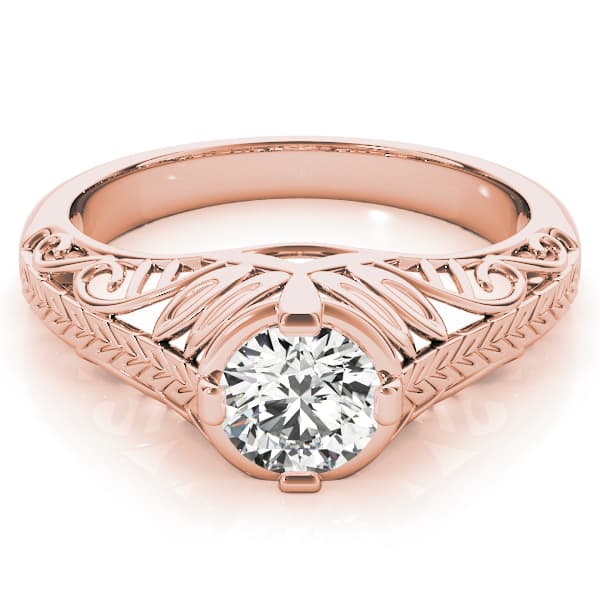 Antique Engagement Ring, style 83787, On hand view in rose gold