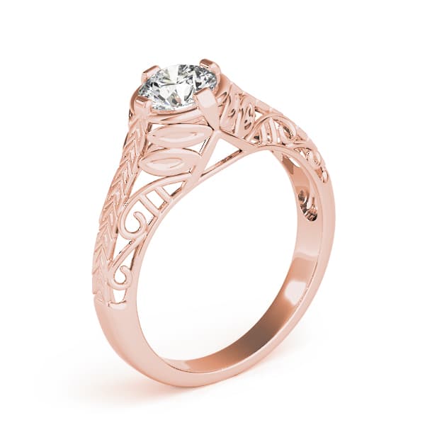 Antique Engagement Ring, style 83787, Top view in rose gold