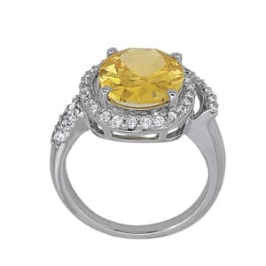 Oval Gemstone Ring (0.48 ct. tw.), Side view in white gold or platinum