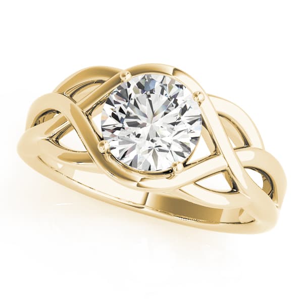 Round Solitaire Twisted Knot Engagement Ring, style 83797, Front view in yellow gold