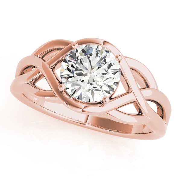 Round Solitaire Twisted Knot Engagement Ring, style 83797, Front view in rose gold