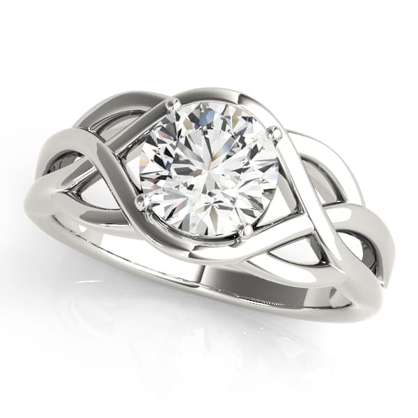 Round Solitaire Twisted Knot Engagement Ring — style 83797 in 10k White Gold