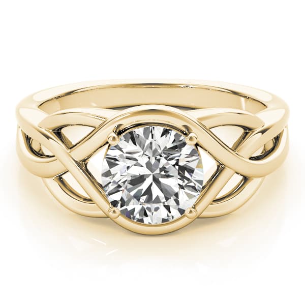 Round Solitaire Twisted Knot Engagement Ring, style 83797, On hand view in yellow gold