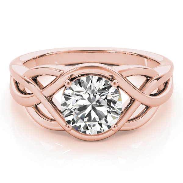 Round Solitaire Twisted Knot Engagement Ring, style 83797, On hand view in rose gold