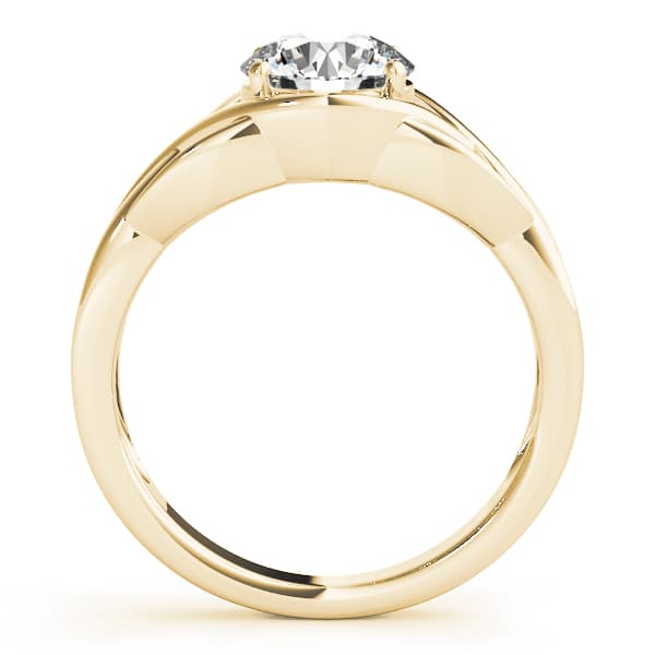 Round Solitaire Twisted Knot Engagement Ring, style 83797, Side view in yellow gold