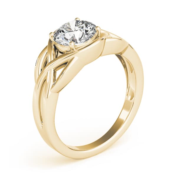 Round Solitaire Twisted Knot Engagement Ring, style 83797, Top view in yellow gold