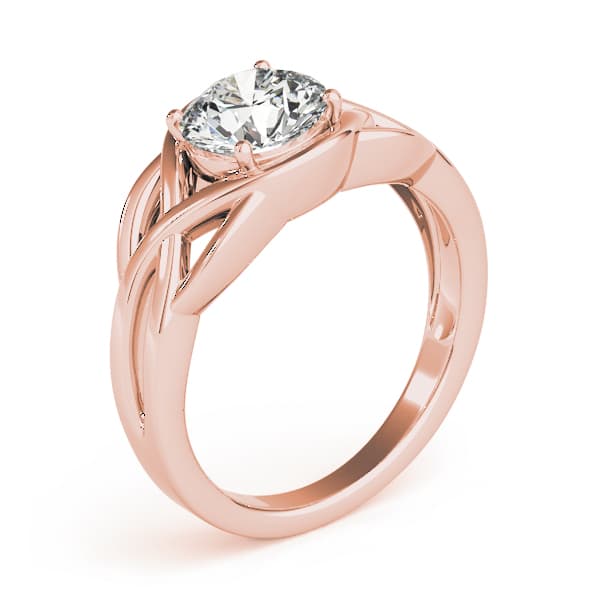 Round Solitaire Twisted Knot Engagement Ring, style 83797, Top view in rose gold