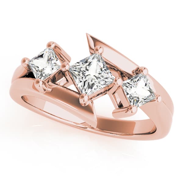 3 Stone Princess Engagement Ring, style 83817, Front view in rose gold