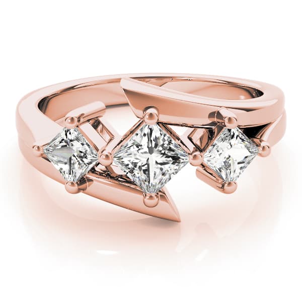 3 Stone Princess Engagement Ring, style 83817, On hand view in rose gold
