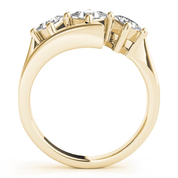 3 Stone Princess Engagement Ring, style 83817, Side view in yellow gold