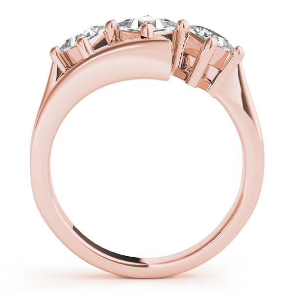 3 Stone Princess Engagement Ring, style 83817, Side view in rose gold