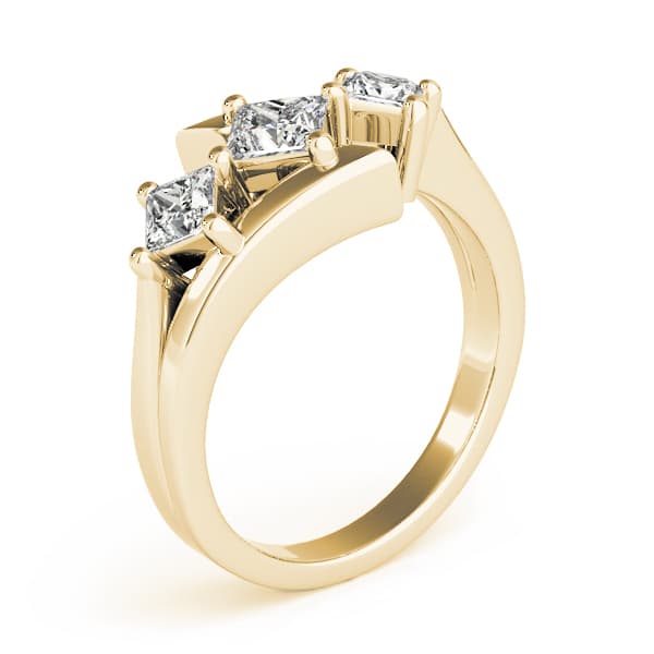 3 Stone Princess Engagement Ring, style 83817, Top view in yellow gold